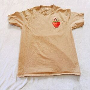 Casual Tan Tee with Strawberry Design